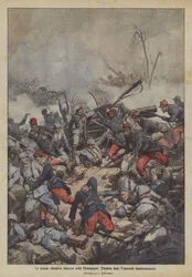 Die große französische Offensive in der Champagne, der Angriff nach dem intensiven Bombardement