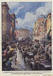 Die motorisierten deutschen Truppen, die mit Zustimmung der bulgarischen Regierung nach Bulgarien eingedrungen sind