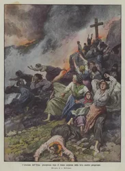 Der Ausbruch des Ätna, fliehende Frauen überrascht von der Lava während des Gebets