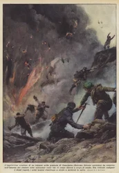 Der plötzliche Ausbruch eines Vulkans auf der Halbinsel Kamtschatka (Ferner Osten der Sowjetunion)