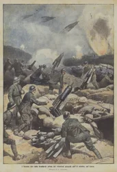 Das intensive Bombardement vor den siegreichen Angriffen am 11. Oktober auf dem Karst