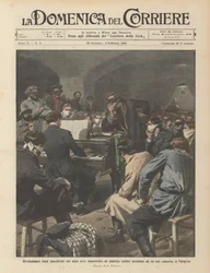 Maskierte russische Revolutionäre, die nach der Entführung eines berühmten Pianisten einem seiner Konzerte beiwohnen