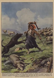 Eine Märchenszene, die in einem Drama enden konnte, eine Schäferin, die eine Schafherde hütete?