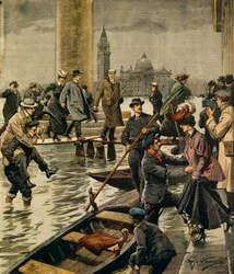 Das Phänomen des Hochwassers auf dem Markusplatz in Venedig
