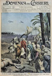 Die Kapitulation der Notablen der Oase von Koufra nach der schwierigen und siegreichen Schlacht der italienischen Truppen unter dem Kommando von General Graziani - Zeichnung von A. Beltrame in „la Domenica del Corriere“ vom 08.02.1931