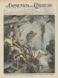 Torpedoboot von einem Kreuzer gerammt, der Sporn dringt in den Maschinenraum ein