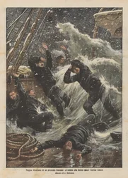 Tragische Überfahrt eines französischen Dampfers, eine Welle verletzt einige italienische Matrosen