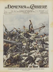 Eine Episode der Schlacht von Liao-Yang zwischen Russen und Japanern, der Kampf um die Artillerie