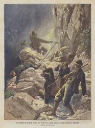 Eine Gruppe von Bergsteigern vom Blitz auf dem Monte Tribulan bei Gossensass (Brenner) getroffen