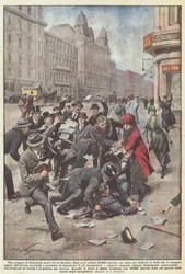 Ein Regen von Banknoten in den Straßen von Berlin