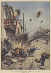 Eine Szene des japanischen Bombardements in Shanghai