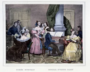 Musikalischer Abend am Pianoforte - in "Les heures de la Parisienne" von Achille Devéria