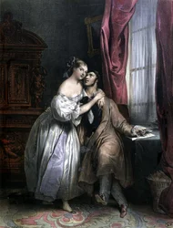 Verliebte - von Achille Deveria, Lithographie
