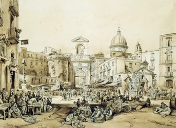 Porta Capuana in Neapel, von Achille Vianelli, Sepia