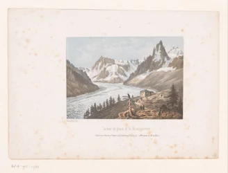 Blick auf den Gletscher Mer de Glace und Montanvert im Tal von Chamonix