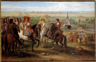 König Ludwig XIV. vor der Priorin von Fives bei der Belagerung von Lille im August 1667