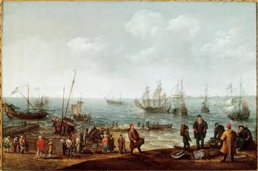 Strand mit Fischern
