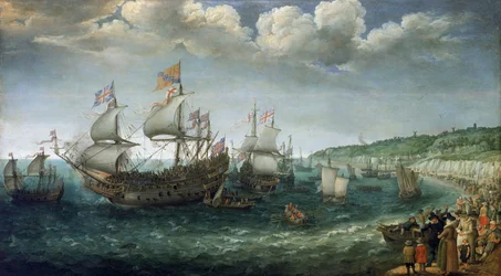 Einschiffung von Friedrich I. von Wittelsbach, Kurfürst der Pfalz, auf dem Schiff 