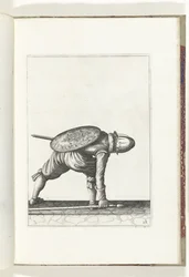 Übung mit Schild und Speer: Der Soldat bückt sich, um den Speer aufzuheben (Nr. 28), 1618