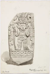 Eine Steinstatue aus Papantla