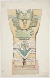 Karyatide III, äußere Kammer, Oberer Tempel der Jaguare (Tempel A), Chichen Itza, Mexiko