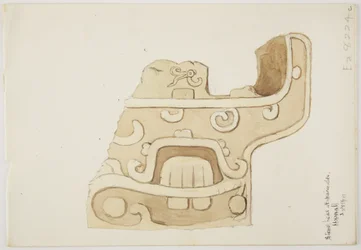 Ruinen/Steinreliefs am Tempel von Uxmal, Mexiko, Darstellung eines Teils der Steinschnitzerei