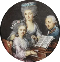 Adelaide Labille-Guiard - Porträt einer Mutter und eines Vaters mit ihrer Tochter am Cembalo