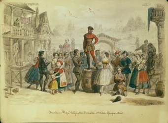 Bühnenbild für das Ballett La Esmeralda von C. Pugni, 1849