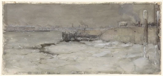 Das Schieben des Eises auf der Maas in Rotterdam