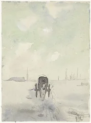 Winterlandschaft mit Pferd und Wagen