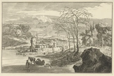 Winterlandschaft mit Blick auf eine Stadt
