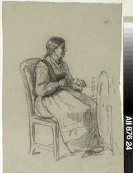 Spinnende Frau