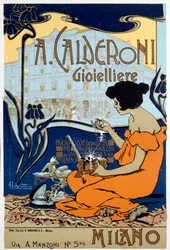 Werbeplakat für Calderoni Juwelier in Mailand, ca. 1920