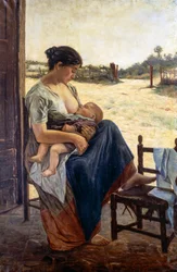 Mutterschaft, von Adolfo Tommasi (1851-1933), Öl auf Leinwand
