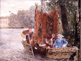 Flussfahrt in Rheinsburg, 1860