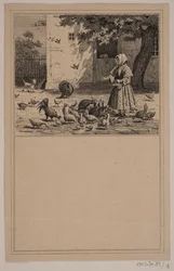 Im Hühnerhof. Nr. 11 in Chr. Winther und M. Rørbye, "25 Bilder für kleine Kinder"