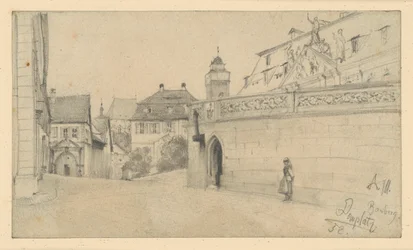 Bamberg. Domplatz zwischen Domplatz 1 und Domkranz gegen Süden