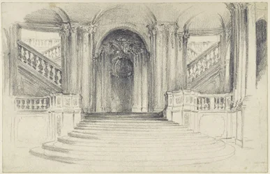 Die hofseitige Treppenanlage des Wallpavillons im Zwinger in Dresden