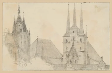 Türme und Dächer von Dom und St. Severin in Erfurt