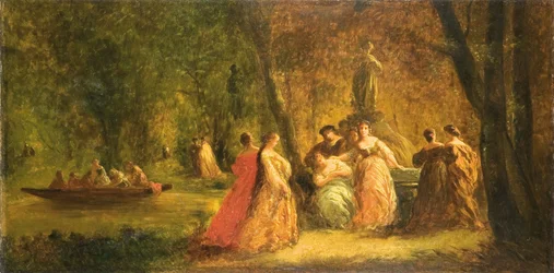 Frauen im Park nahe einem Fluss