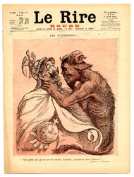 Cover von „Das Rote Lachen“, satirisch in Farben