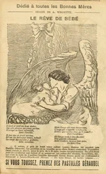 Illustration von Adolphe dit Willette (1857-1926) in Le Pelerin, 22/12/07 - Der Traum des Babys - Werbung, Mutterschaft - Engel