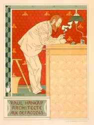 Reproduktion eines Plakats zur Werbung für die Architekturpraxis von Paul Hankar, 1894