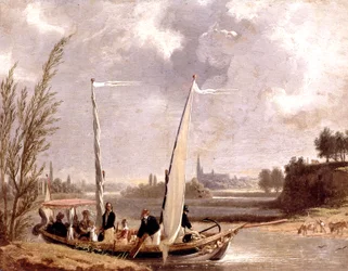 Louis-Philippe und seine Familie in einem Boot in Neuilly