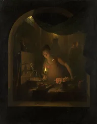 Küche bei Lampenlicht