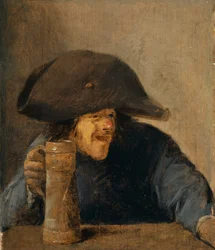 Bauer mit Zweispitz und Krug