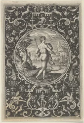 Juno in einem dekorativen Rahmen mit Grotesken, aus dem Urteil des Paris, ca. 1580-1600
