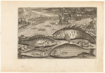 Vier Fische am Strand