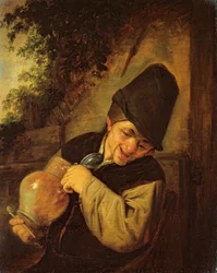 Ein Bauer mit einem Krug und einer Pfeife, ca. 1650-55