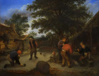 Ballspieler im Gasthofgarten, ca. 1660